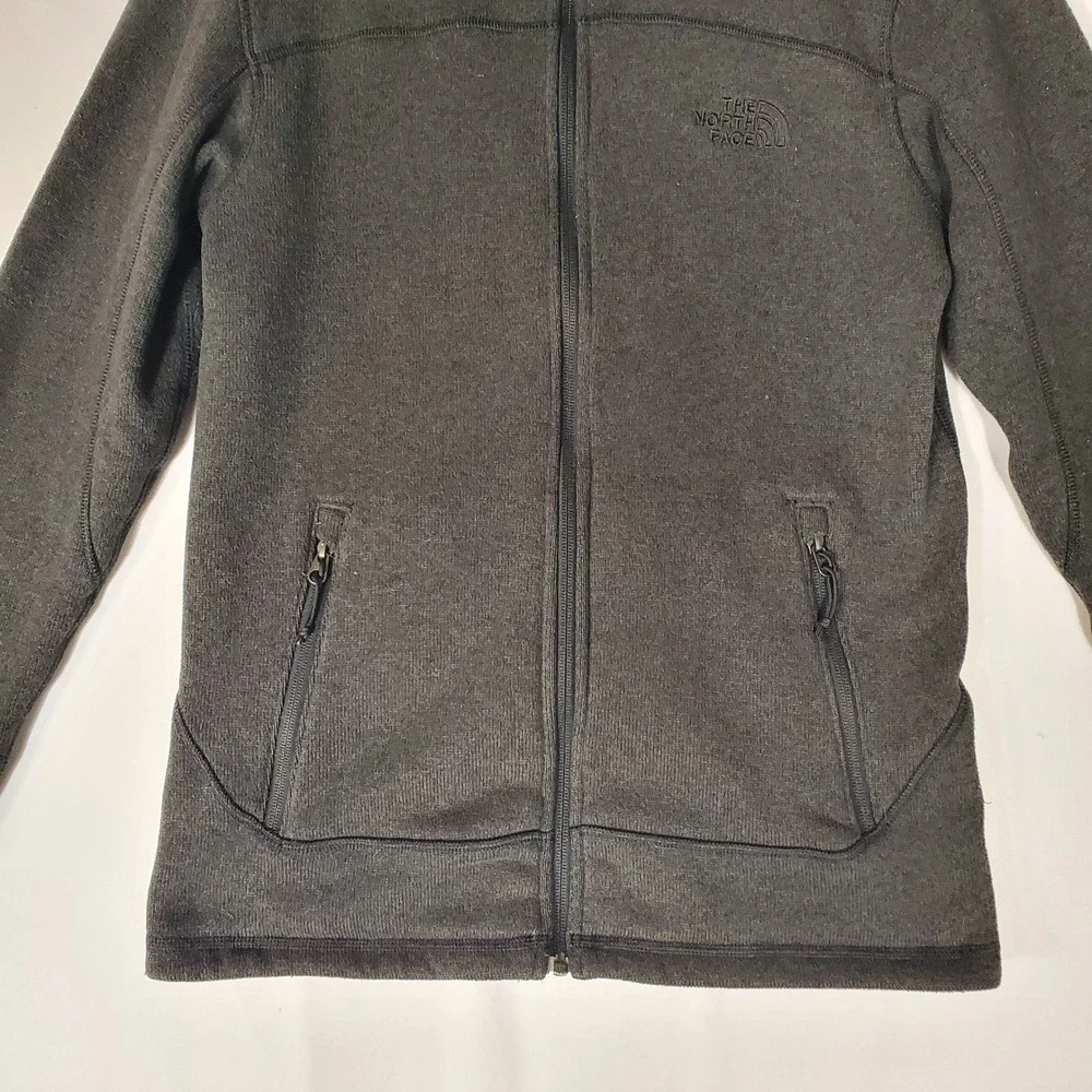 The North Face Mens Gray Sweater Fleece Full Zip Hooded Jacket Charcoal Heather
